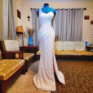 NWT Dancing Queen White/Beige Bridal Evening Dress